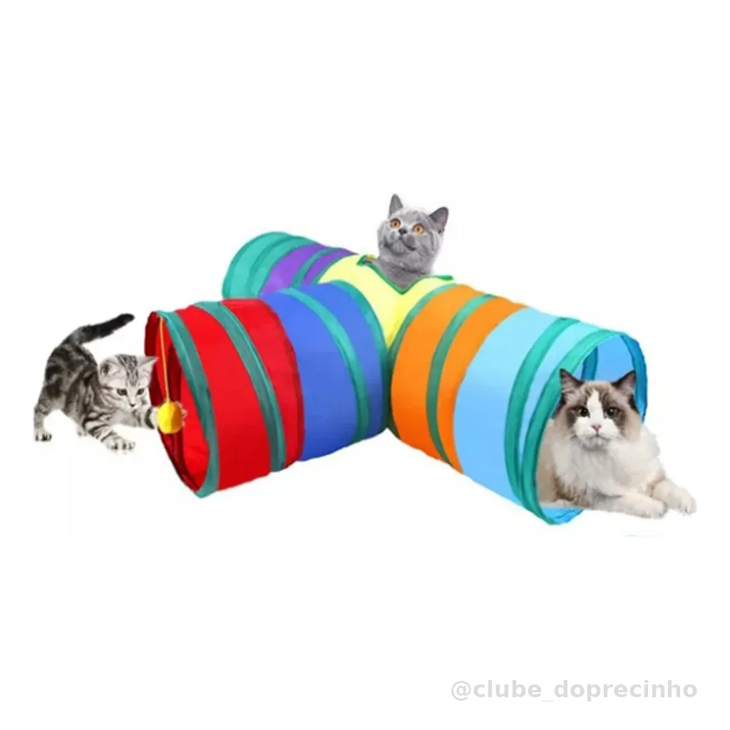 Túnel Labirinto Para Gatos Cães Interativo Cat Brinquedo Pet Cor Arco-íris T