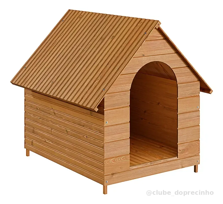 Proteção Abrigo Cachorro Madeira Envernizada Porte Médio N5 Marrom Madeira