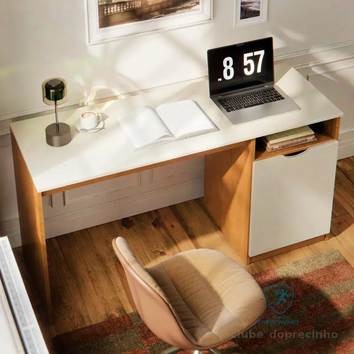 Escrivaninha Para Computador Maxi 115cm Com Porta E Nicho Mesa Home Office Mesa De Escritório Compacta Mesa De Estudo Estrutura Mdf Mdp Design Moderno Nature Off