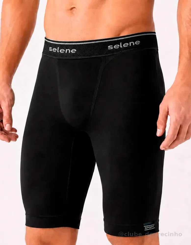 Bermuda Térmica Masculina Selene Compressão Fitness Academia Preto Liso P - 34 A 36