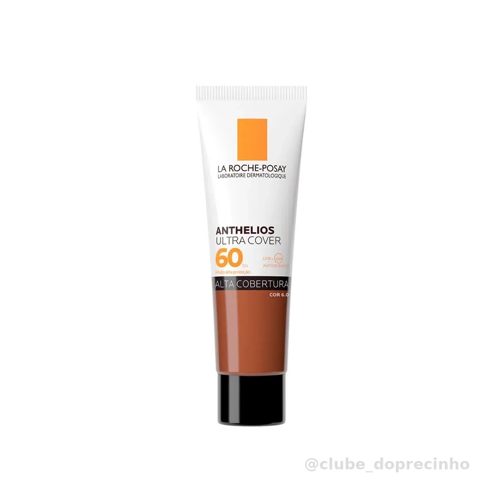 La Roche-Posay, Ultra Cover, Protetor Solar com Cor e Performance de Maquiagem, 12h de cobertura de base em uma única camada, Textura Fluida, Oil free, Toque Seco, FPS60, 30g