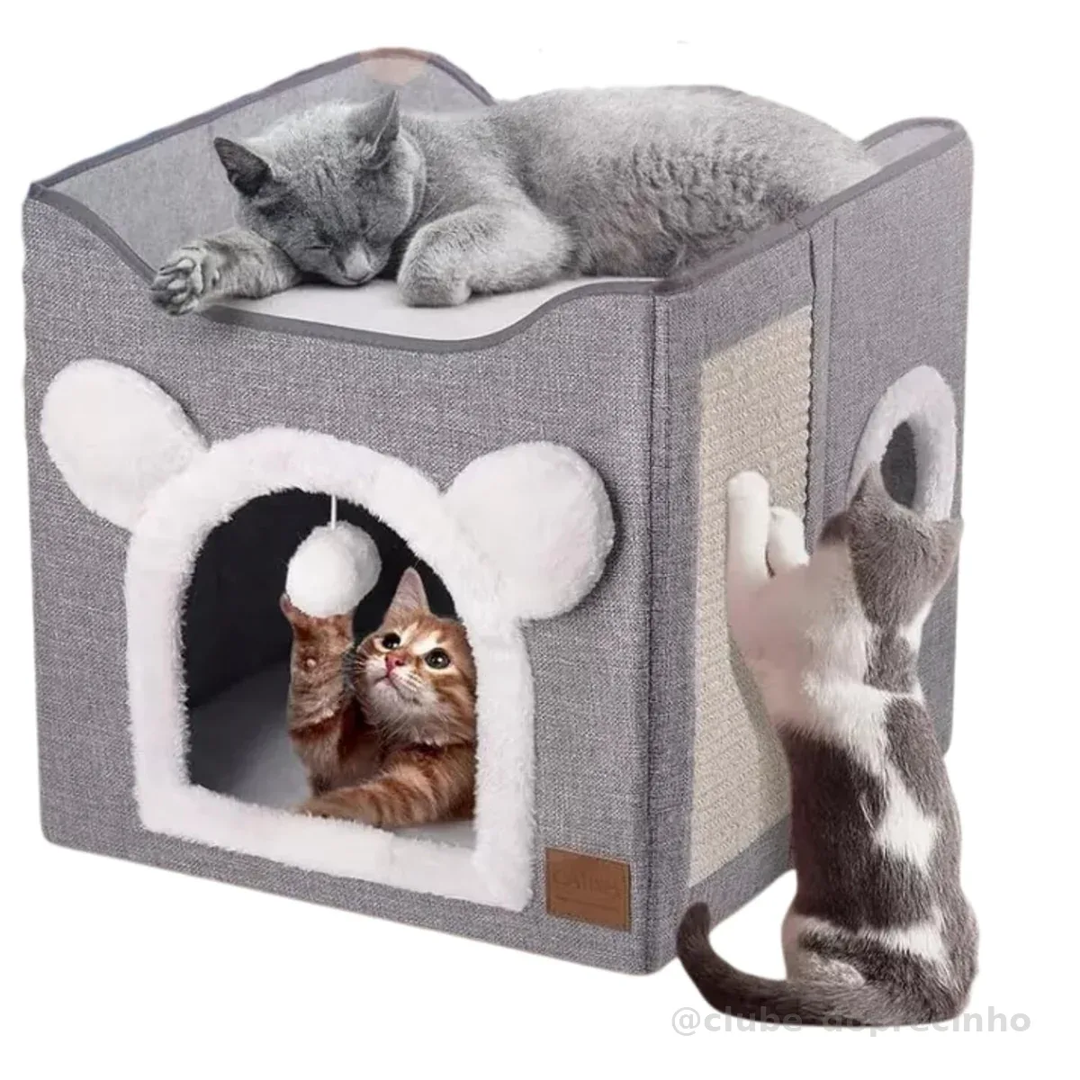 Casinha Cama para Gato Vertical Brinquedo Tapete Fácil Limpar Dobrável Portátil Compacto