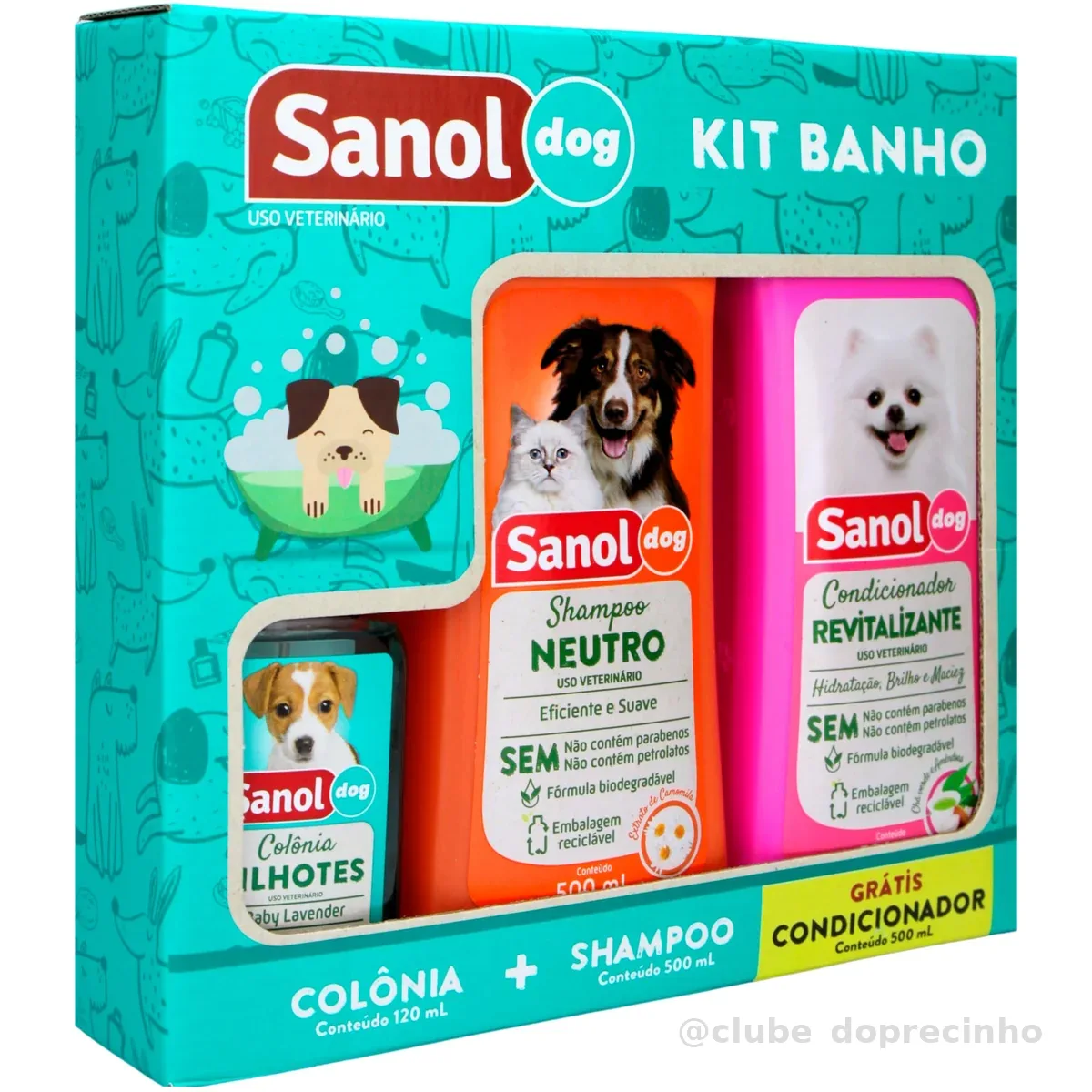 Kit de Banho para cães - Shampoo/Colônia/Ganhe 1 Condicionador