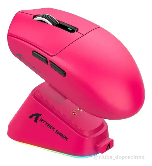 Mouse Gamer Sem Fio Attack Shark G3 Pro 1khz Berry Red