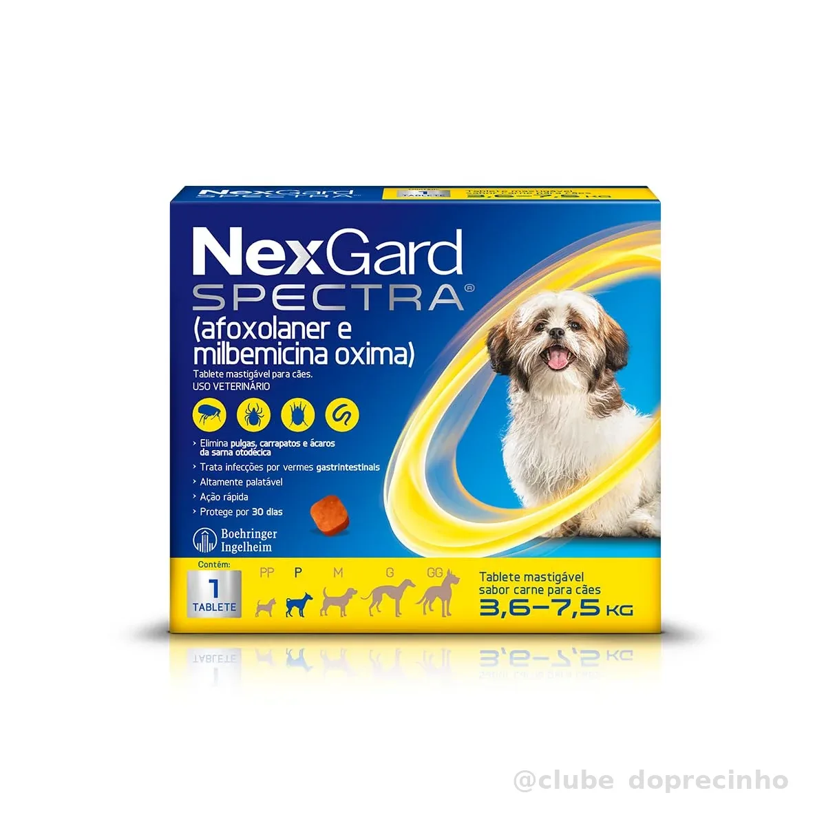 NexGard Spectra Antipulgas e Vermífugo para Cães de 3,6 a 7,5 kg – 1 Tablete