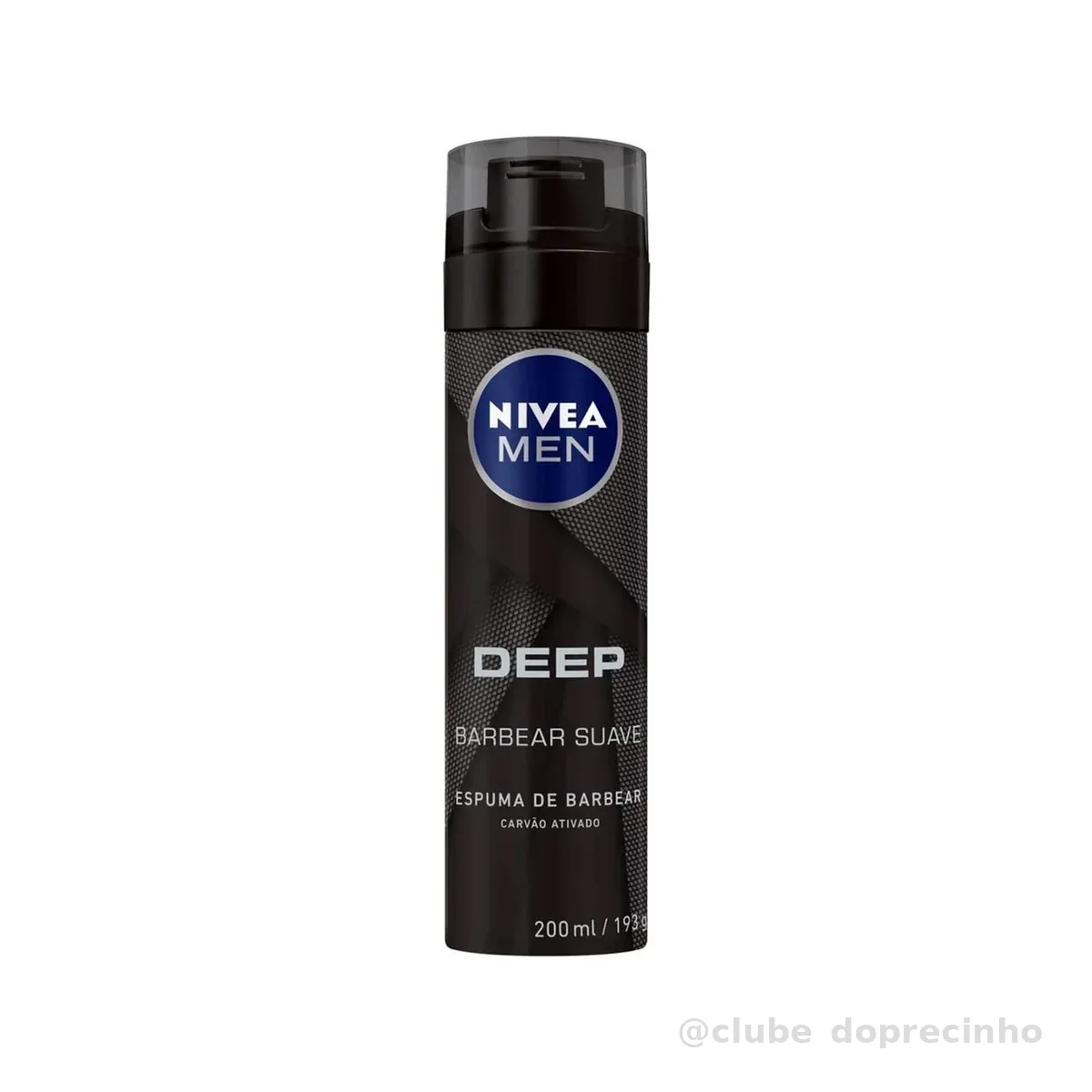 NIVEA MEN Espuma de Barbear Deep 200ml, Pele Limpa, Previne Irritações, Carvão Ativado, Deslizamento Suave