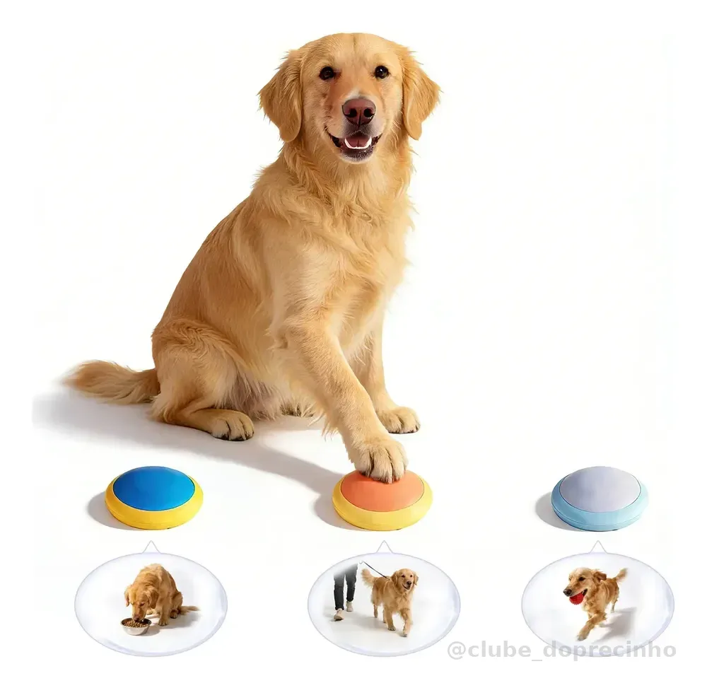 Kit 3 Botão Gravação Voz Pet Clicker Adestramento Cães Colorido