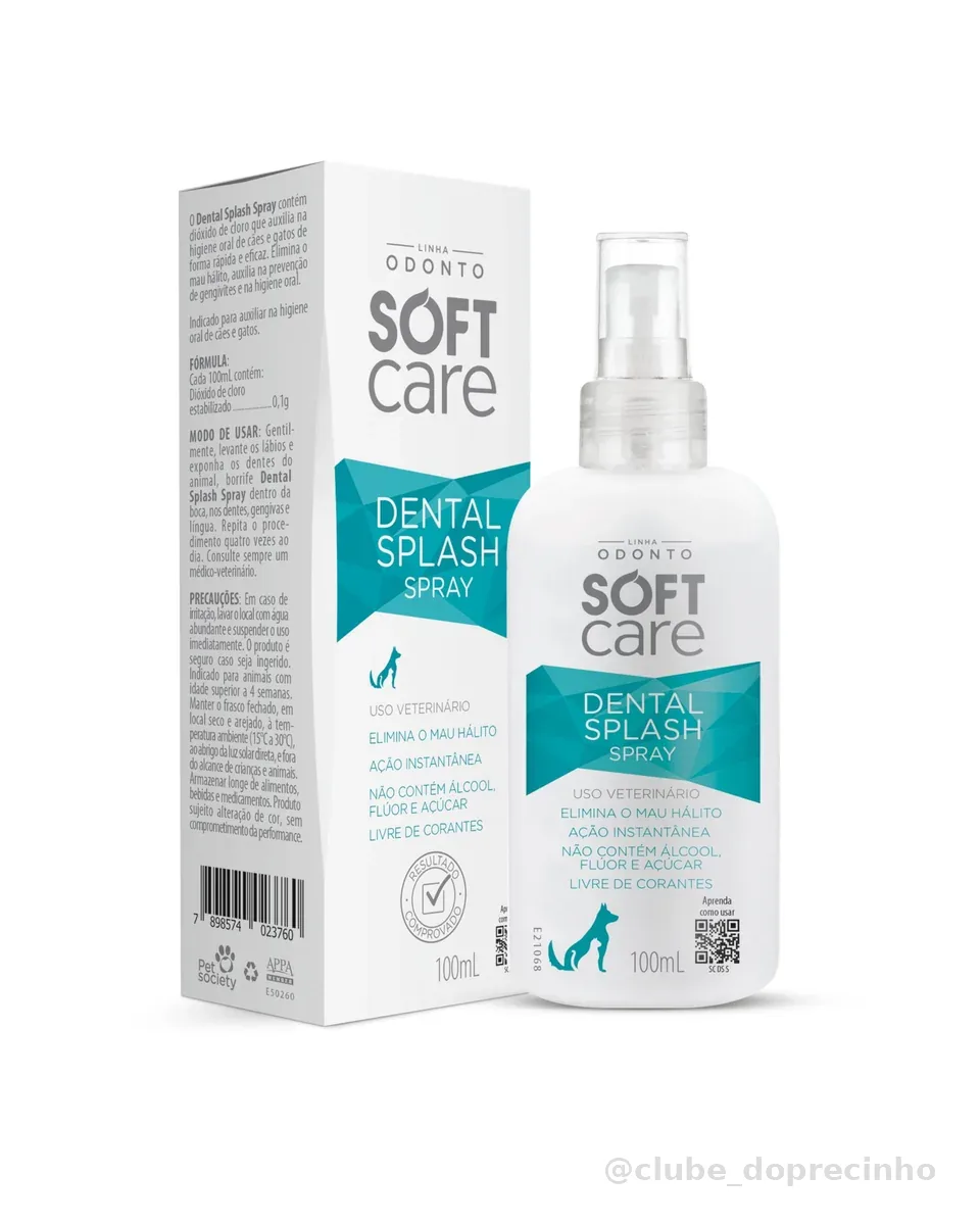 Soft Care Dental Splash Spray 100ml cães e gatos Pet Society
