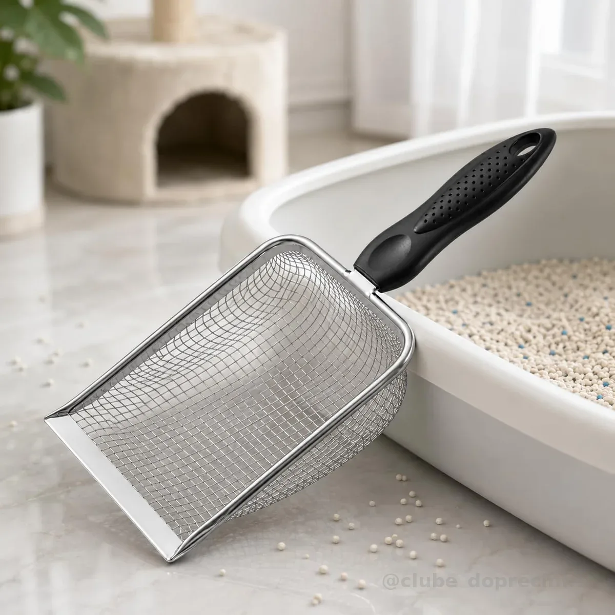 Pá Coletora de Fezes para Pets Gatos e Cães Aço Inox Durável com Peneira Eficiente Pazinha Higiênica Fácil de Limpar Confortável para Caixa de Areia, Substratos e Limpeza Diária Premium Pet