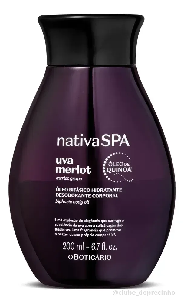 O Boticário Nativa Spa Óleo Corporal Uva Merlot 200ml