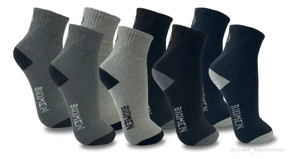 Kit 12 Pares Meia Masculina Cano Longo Conforto Preto Cinza Azul Marinho E Cinza Claro Liso 37-43