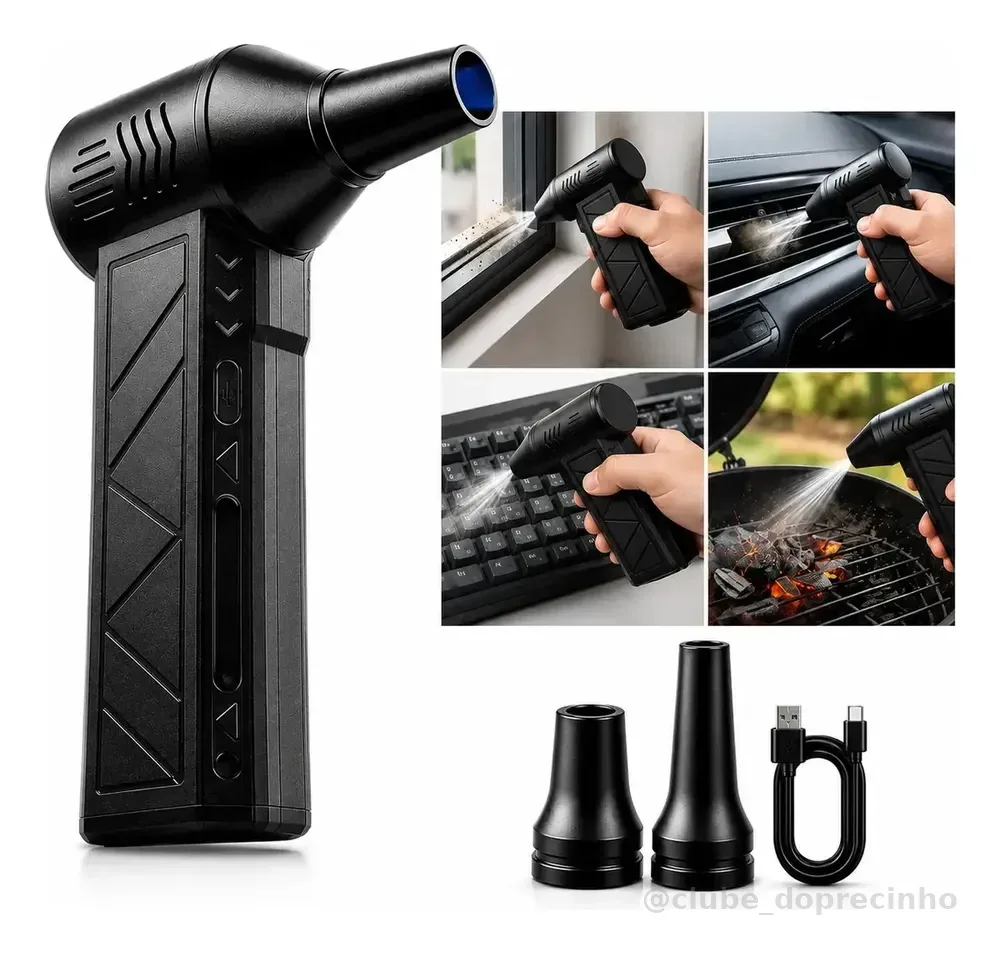 Mini Soprador de Ar Turbo Woosh Recarregável Portátil Para Limpeza de Teclado, Carro e Acender Churrasqueira