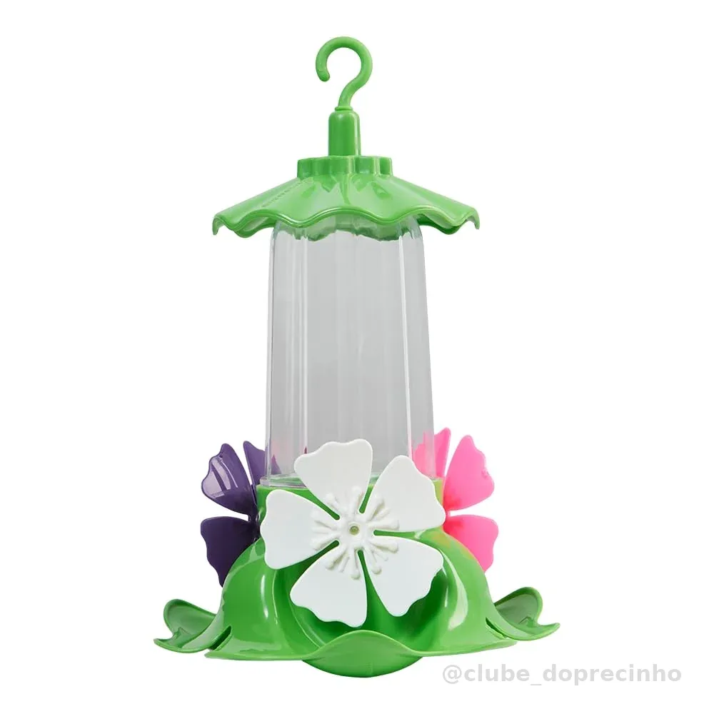 Bebedouro Beija-Flor Gold, Alimentador para Aves, Plástico, Design Floral, Anti-formiga Anti-Gotejamento, 220ml, Verde