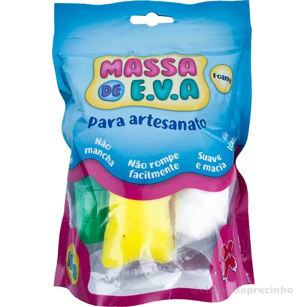 Massinha De Eva Branco/vermelho/azul/verde/amarelo - 50g