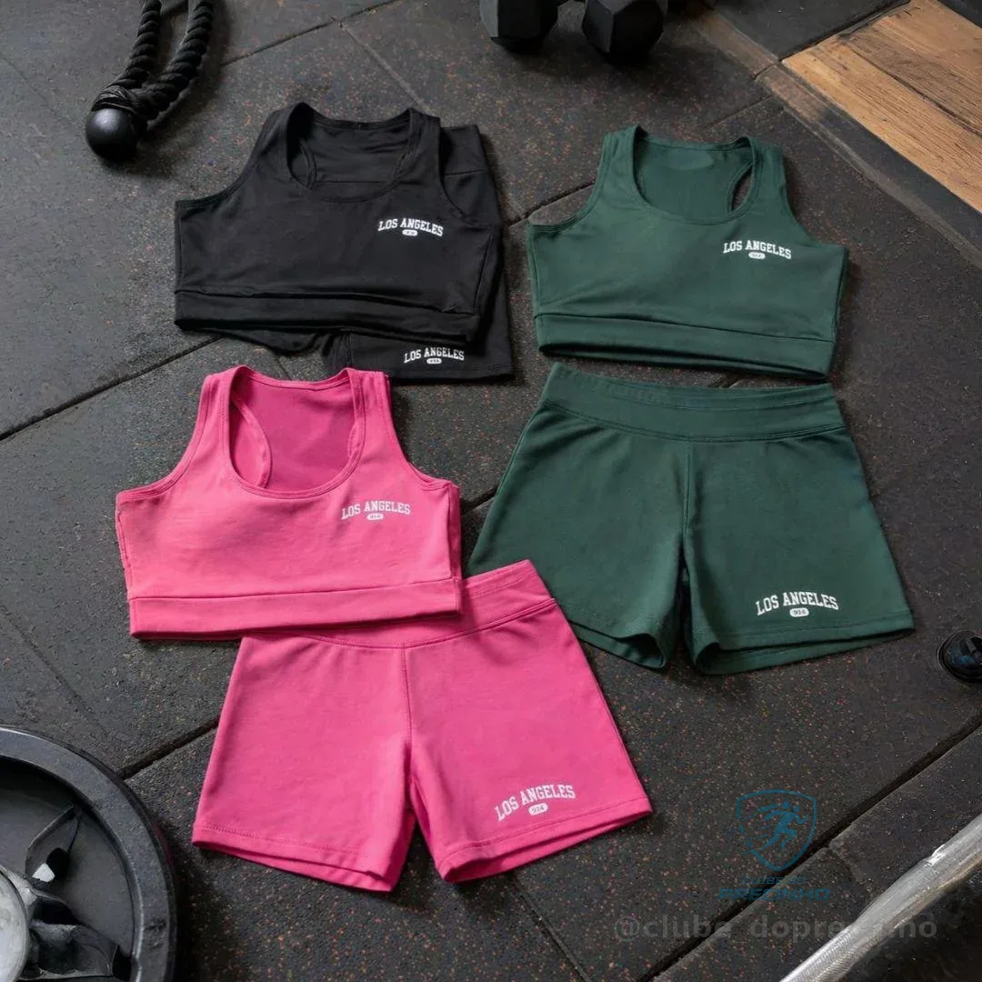 Kit 3 Conjunto Top Shorts Feminino Los Angeles Fitness