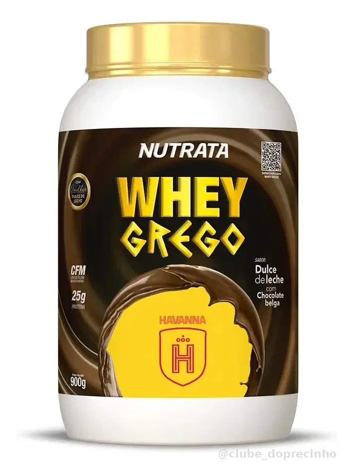 Whey Protein Grego Havanna Pote 900g Grow Thisold - Nutrata Sabor Doce De Leite Com Chocolate Belga