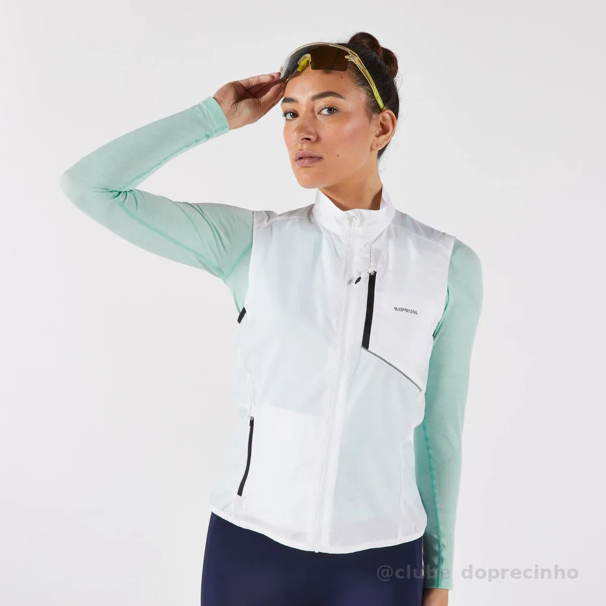 Colete Feminino de Corrida Run Wind 500 Kiprun Branco