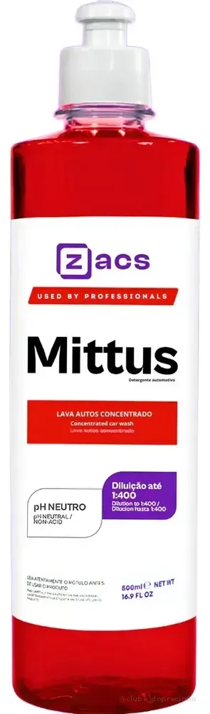 Mittus Lava Autos Concentrado Shampoo Automotivo Zacs 500ml