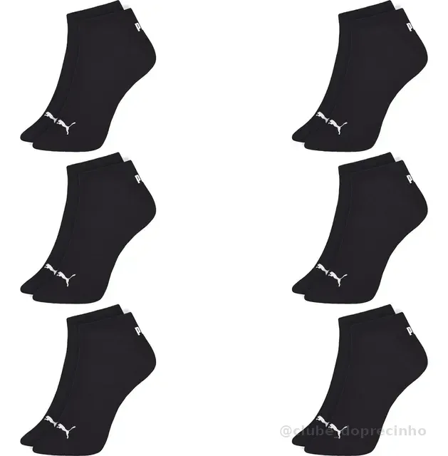 Kit 6 Pares Meias Puma Cano Baixo Soquete Original Fitness