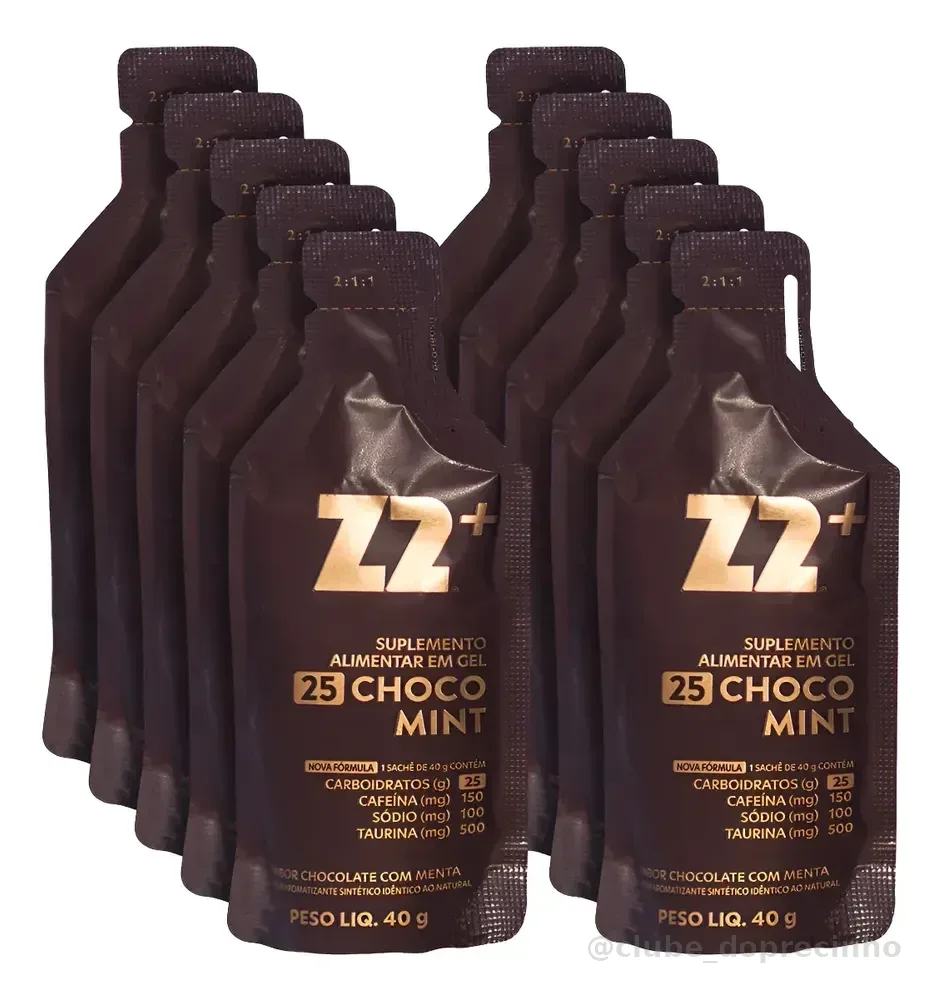 Energy Gel Z2+ Choco Mint Box 10 Unidades Sachê 40g Choco Menta