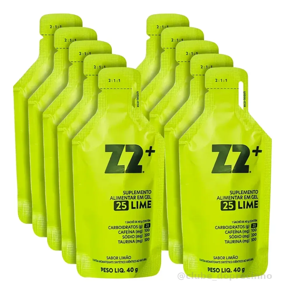 Energy Gel Z2+ Lime Box 10un Sachê 40g Cafeína Limão