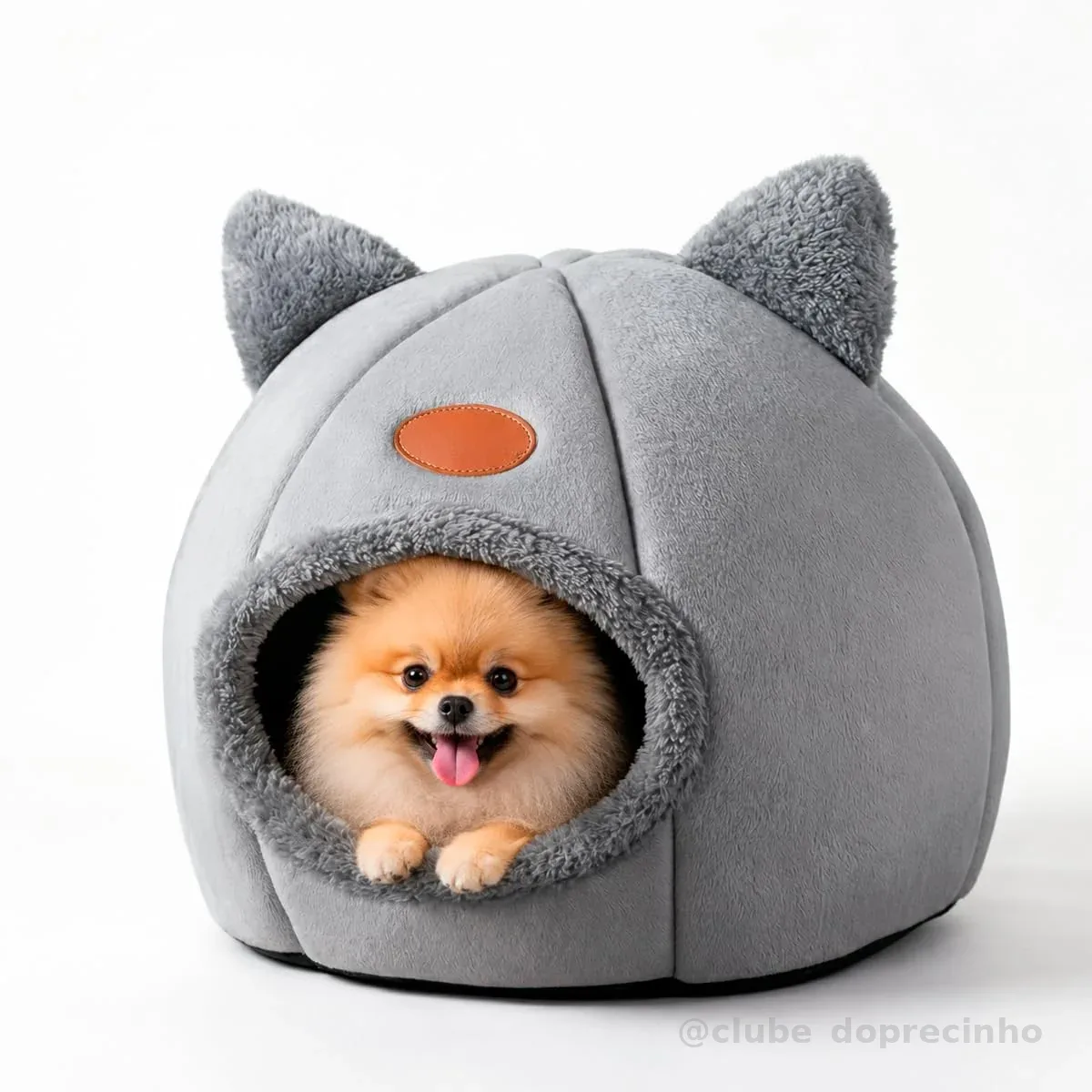 Caminha Cama Casa Tenda Luxo Toca Ninho Cabana Iglu Pelúcia Cinza Pet Gatos Cães Barraca