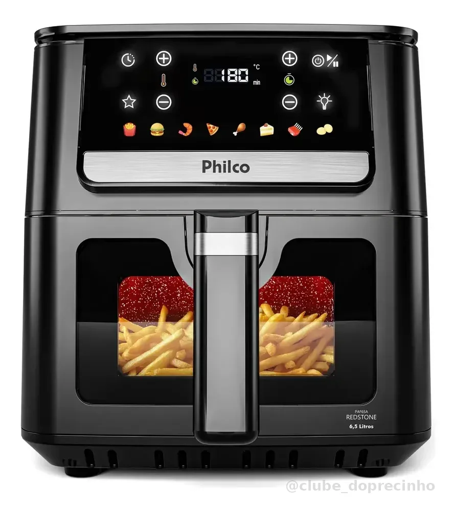 Air Fryer Philco 6,5L Visor Glass e Redstone 1700W PAF65A