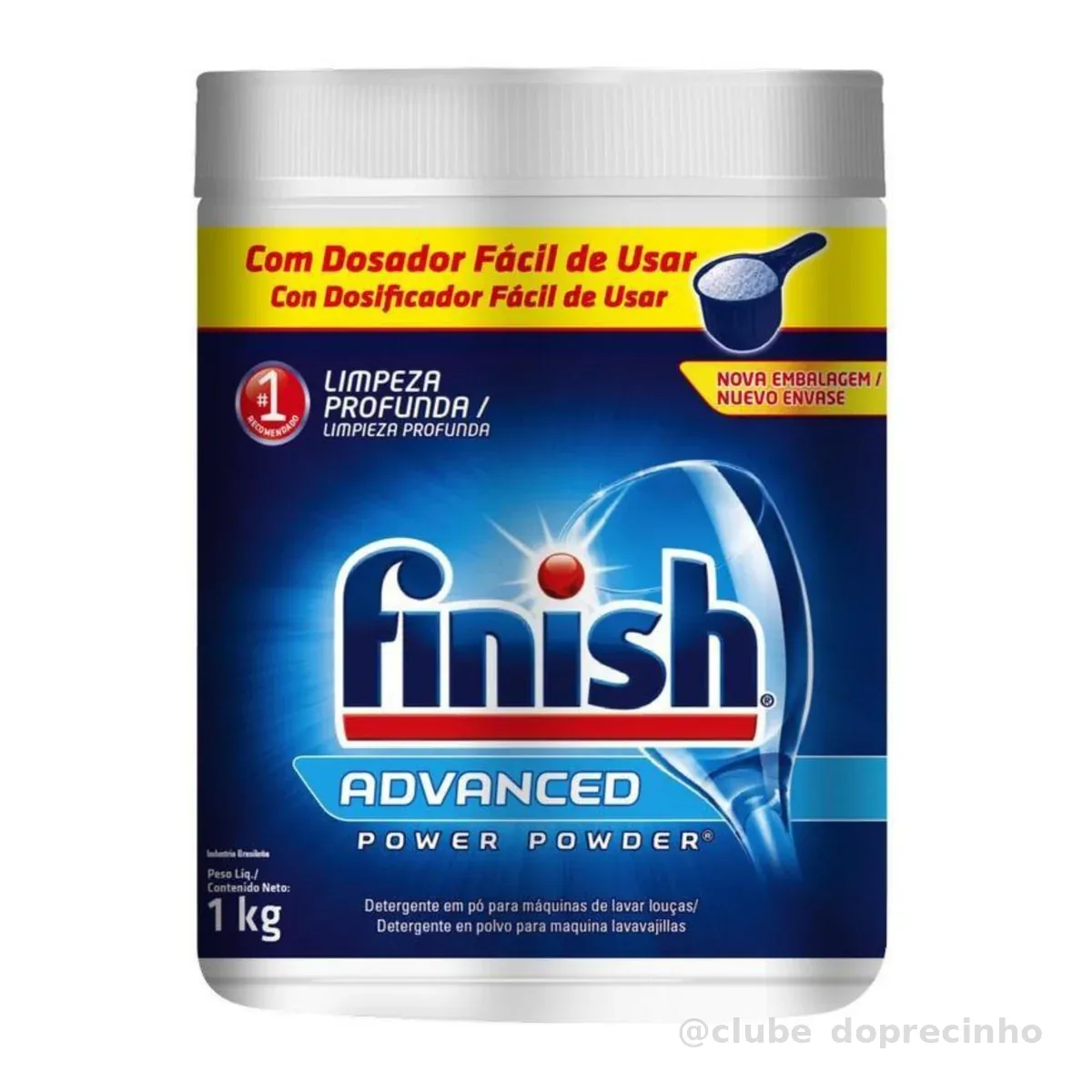 Finish Advanced Detergente para Lava Louças em Pó, Sabão Limpeza Profunda, 1kg