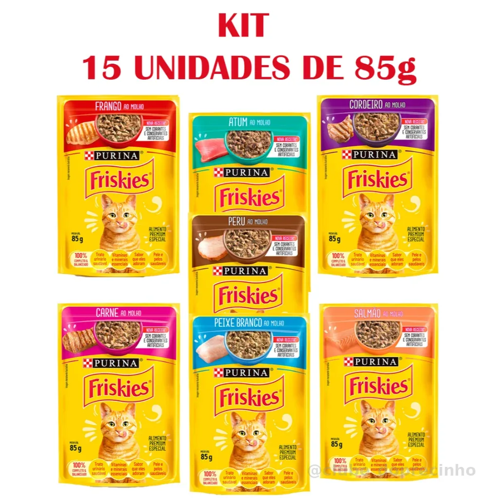 Sache Friskies Ração Úmida para Gatos Adultos Caixa com 15un de 85g