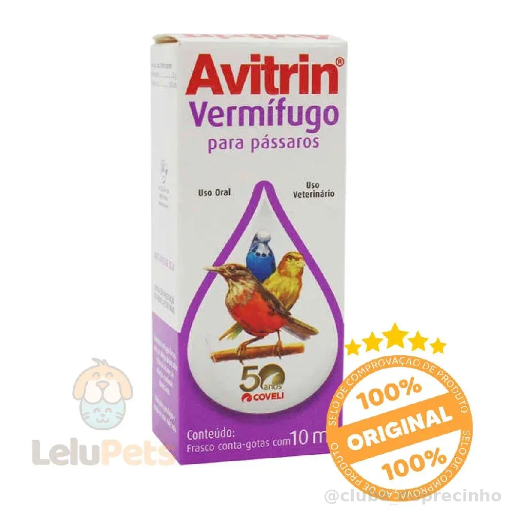 Avitrin Vermífugo 10ml Para Pássaros Coveli