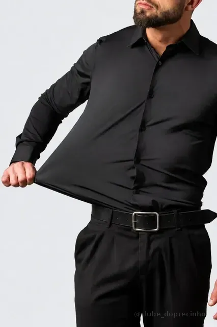Camisa Social Masculina Slim Com Elastano Premium Stretch