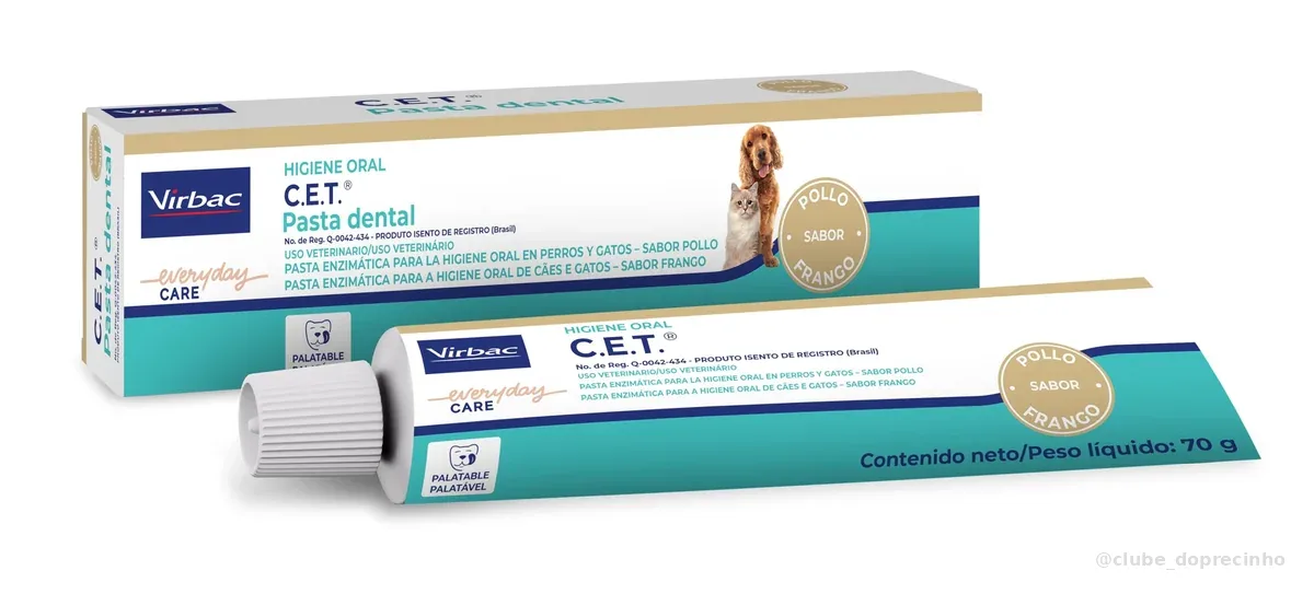 Virbac C.E.T. Kit Saúde Oral Limpeza e Manutenção da Higiene Oral para Cães e Gatos (pasta + escova + necessaire)