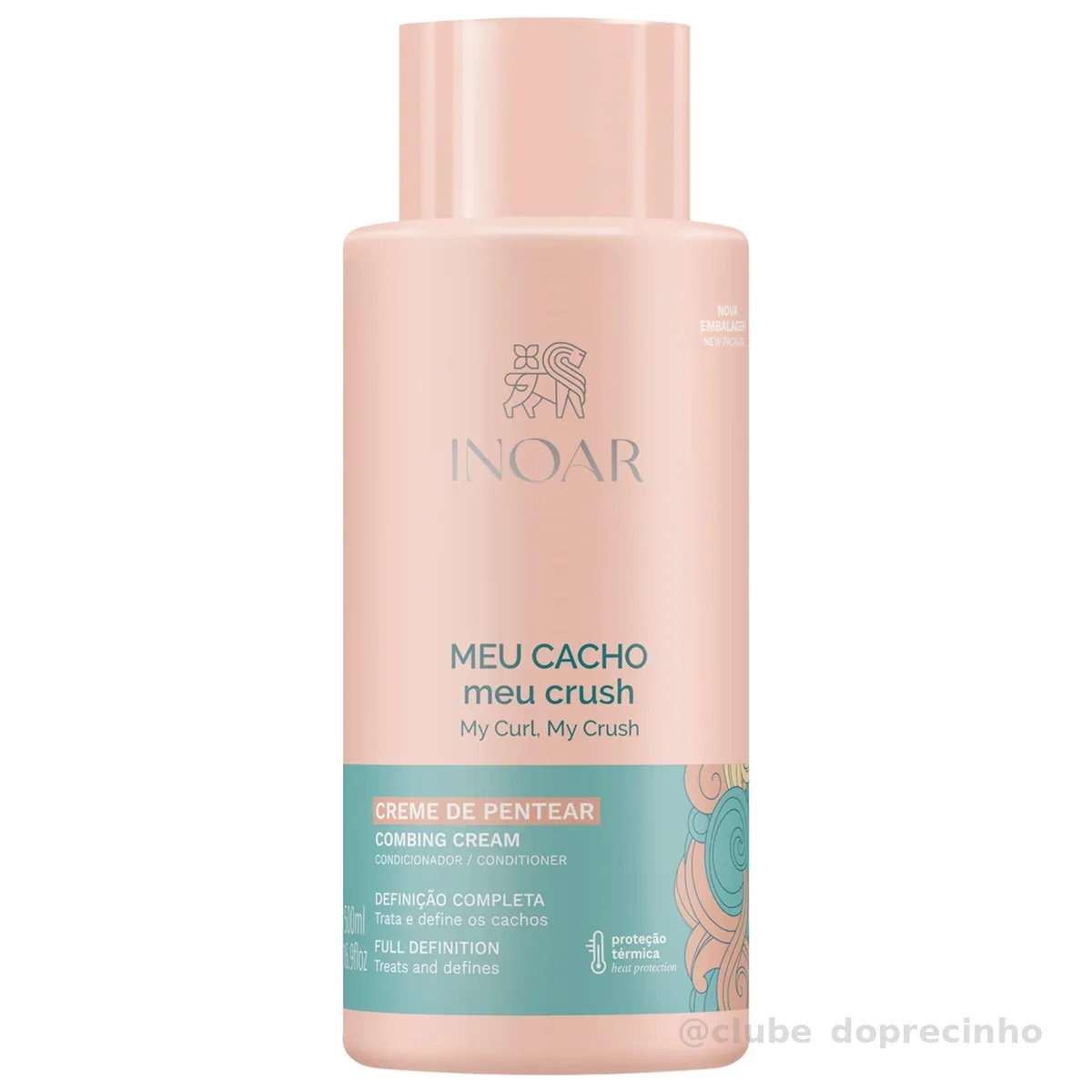 Inoar, Meu Cacho, Meu Crush – Creme de Pentear, Define Cachos, Hidrata e Controla o Frizz, Com Óleos Naturais e Vitaminas - 500ml