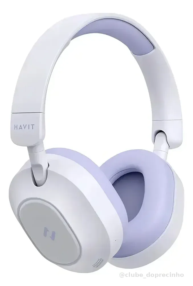 Headphone Gamer Havit H668bt Bluetooth 5.4 Over-ear 3d Multiponto Anc Hibrido 80h Cor Roxa