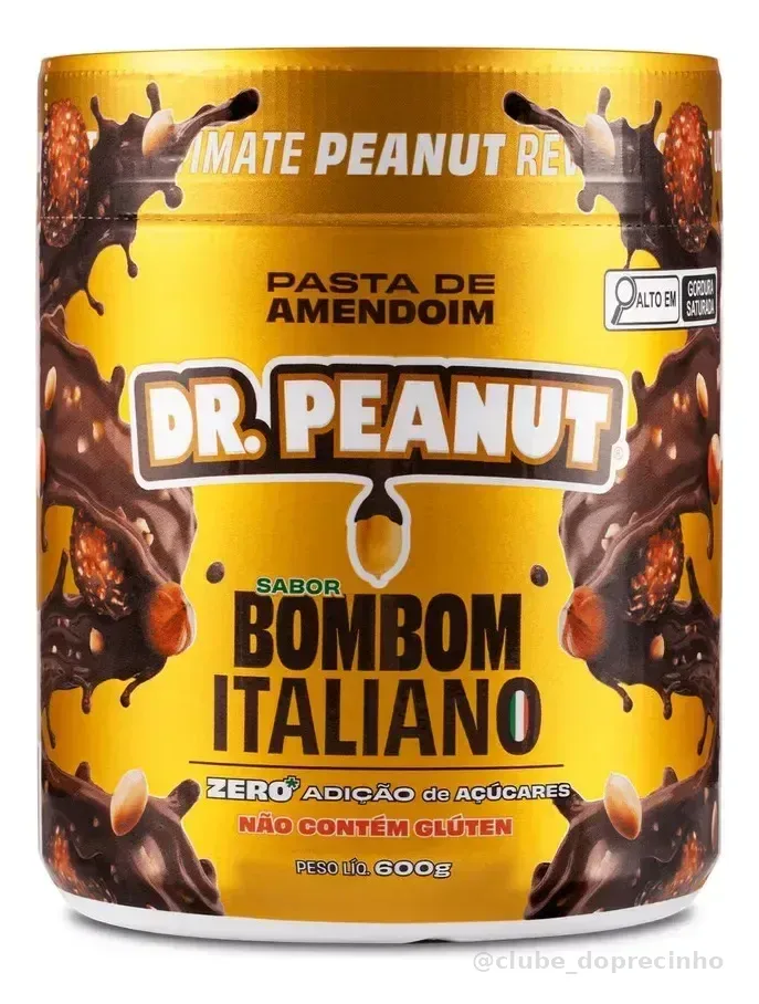Pasta de Amendoim Dr. Peanut Gourmet com Whey Protein Sabor Bombom Italiano 600g