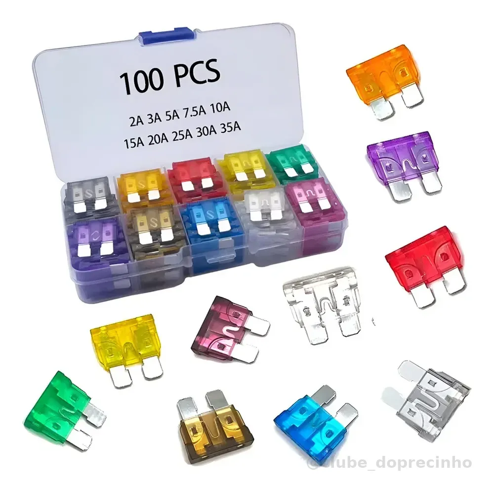 Fusível Automotivo Médio Lâmina Kit 100PCS 2A-35A Onn Smart Things