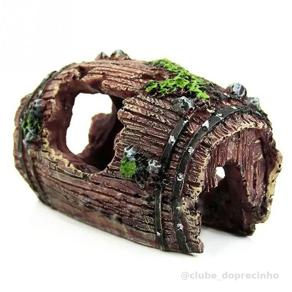 Decoração de Aquário Ornamento de Peixes, Barril de Naufrágio para Esconderijo de Peixes, Resina, Acessórios para Tanque de Peixes, Suprimentos para Animais de Estimação (A)