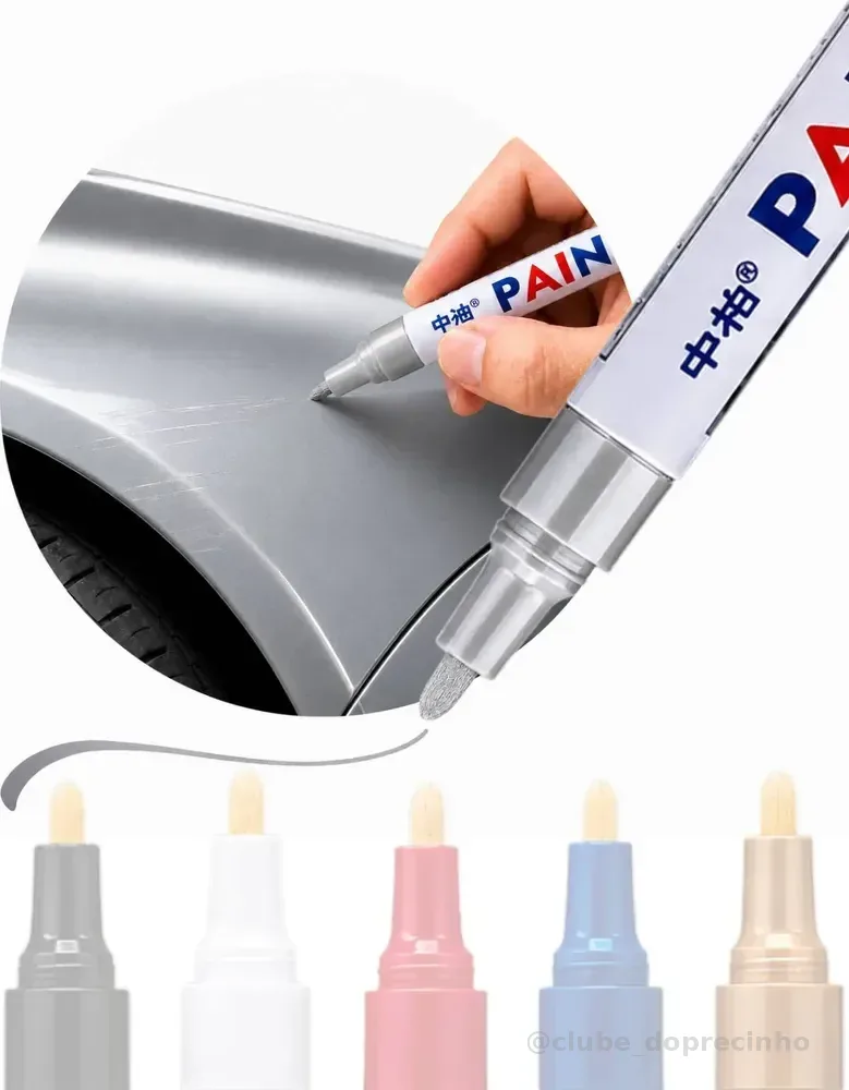 Caneta Tira Riscos Reparadora Pintura Permanente Carro Moto Prateado