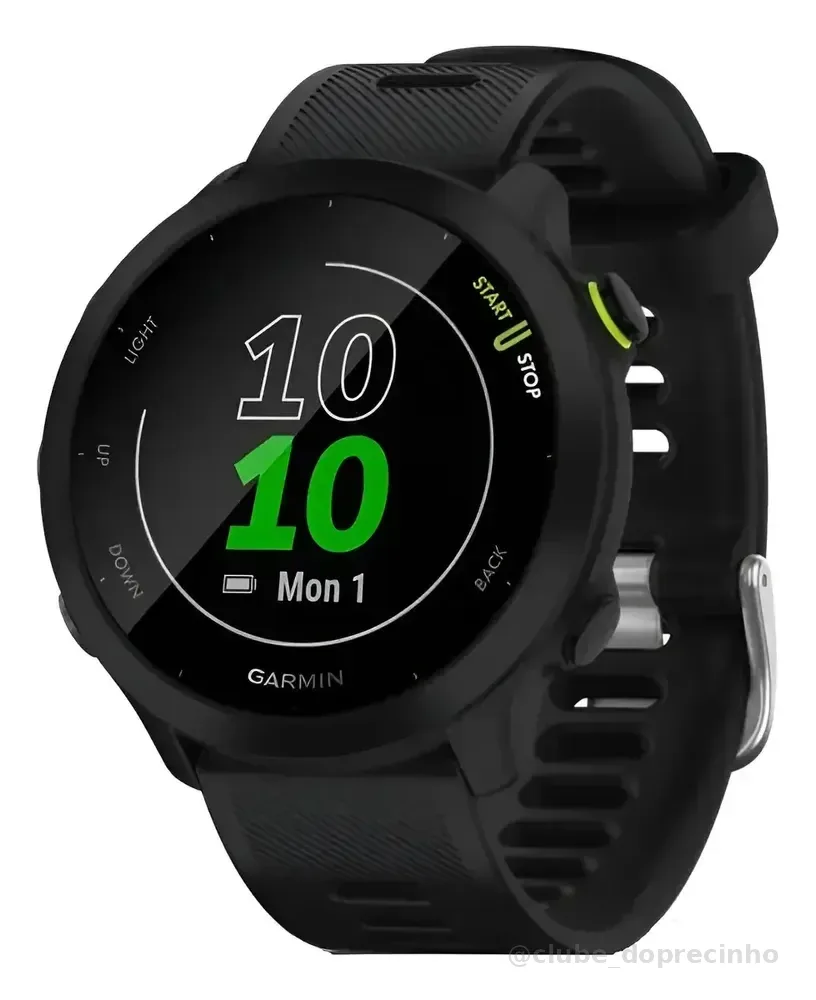 Relógio De Pulso Garmin Forerunner 55 Mesh Com Monitor De Fr Preto Mesh Preta