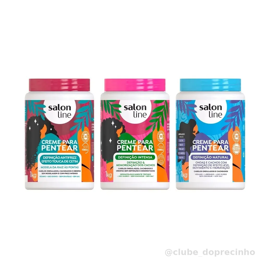 Kit com 3 Cremes Para Pentear Definição Salon Line