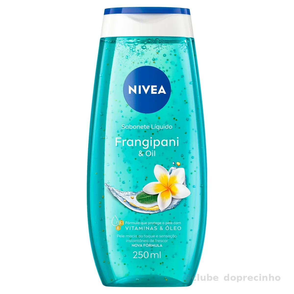 NIVEA Sabonete Líquido Frangipani & Oil 250ml, Limpeza Corporal, Pele Macia, Óleos e Vitaminas, Equilíbrio com o pH, Sensação Refrescante