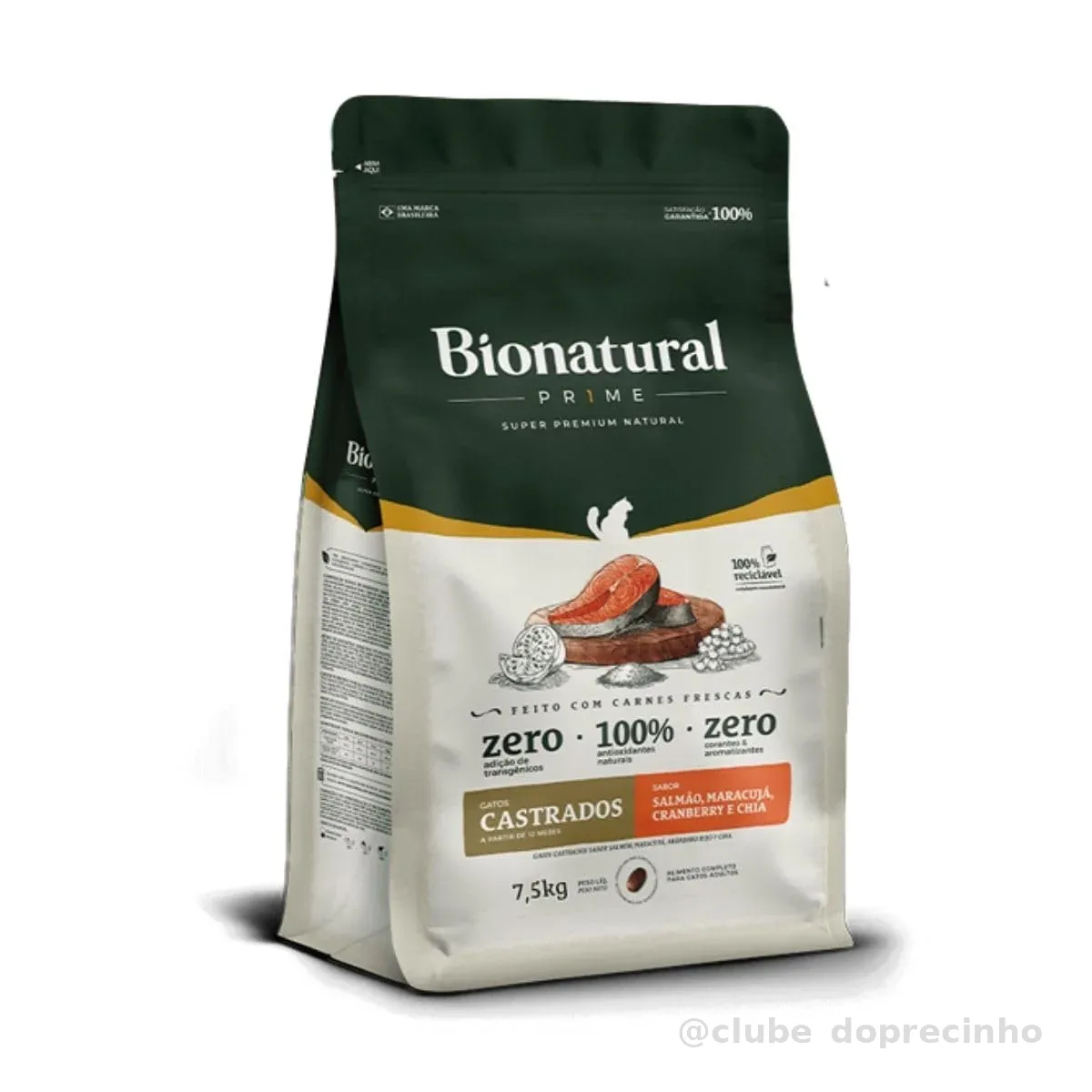 Bionatural Prime - Salmão Gatos Castrados 7,5kg