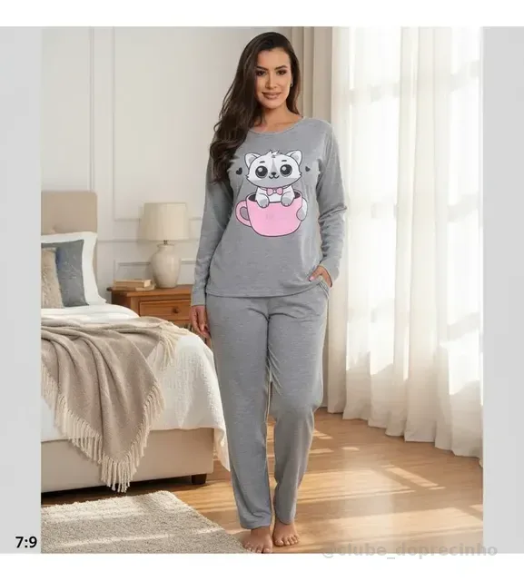 Pijamas De Frio Camisa E Calça De Malha Atacado Promoção