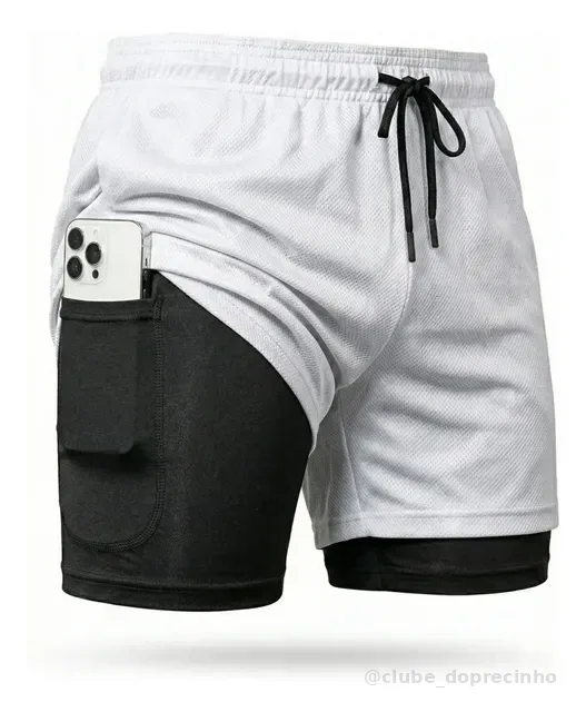 Shorts Dry Fit 2 Em 1 Masculino Térmico Compressão Corrida