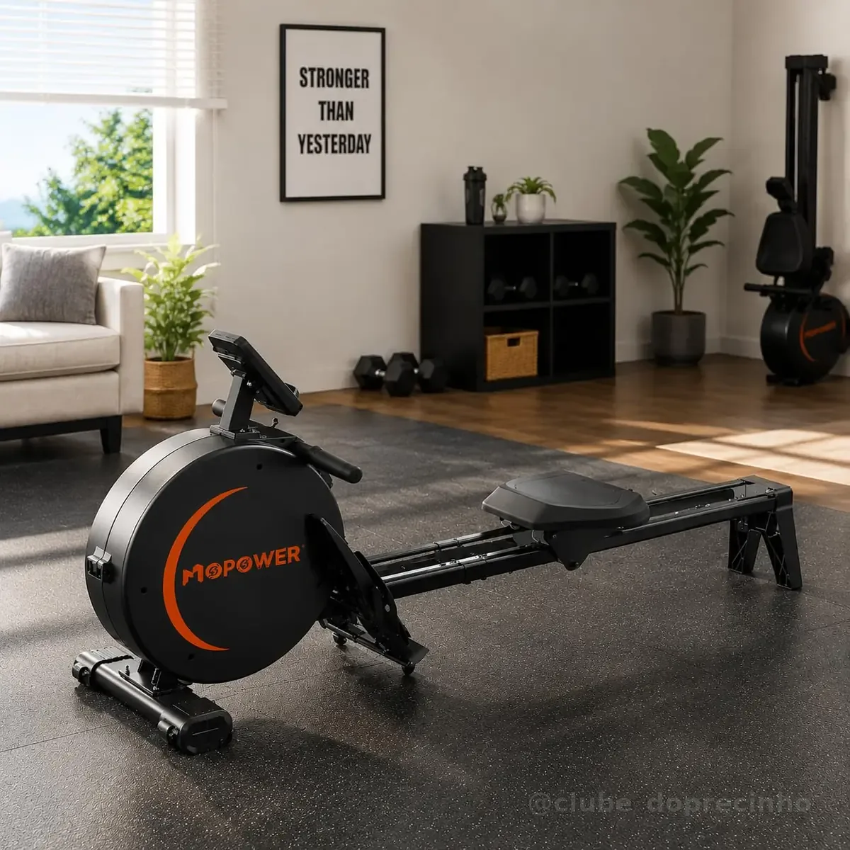 Remo Magnético Indoor Doméstico 8 Níveis – Trilho de Alumínio 1 m, Movimento Silencioso, Suporte para Tablet, Capacidade de até 150 kg