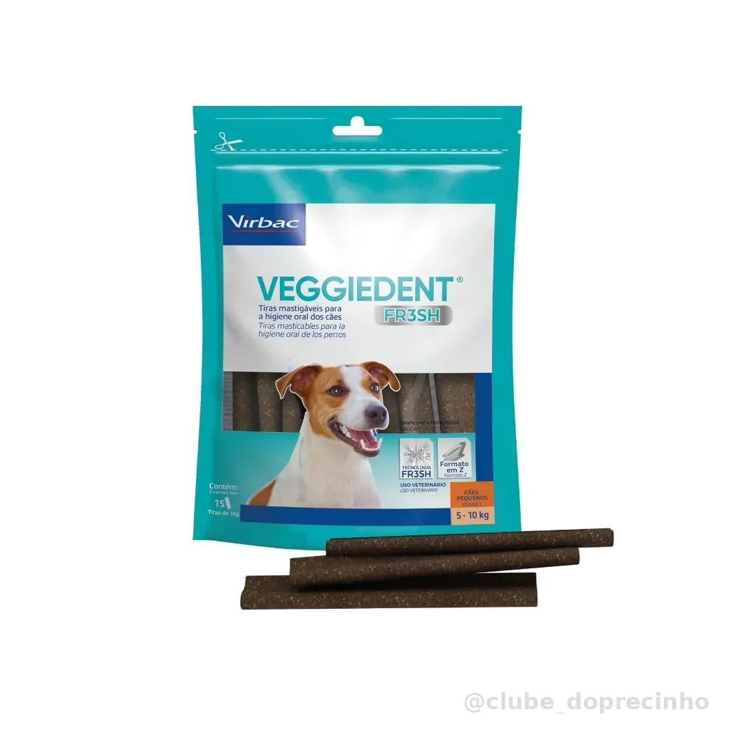 Virbac Veggie Dent Fresh Display 15 Tiras Mastigáveis Pequenas