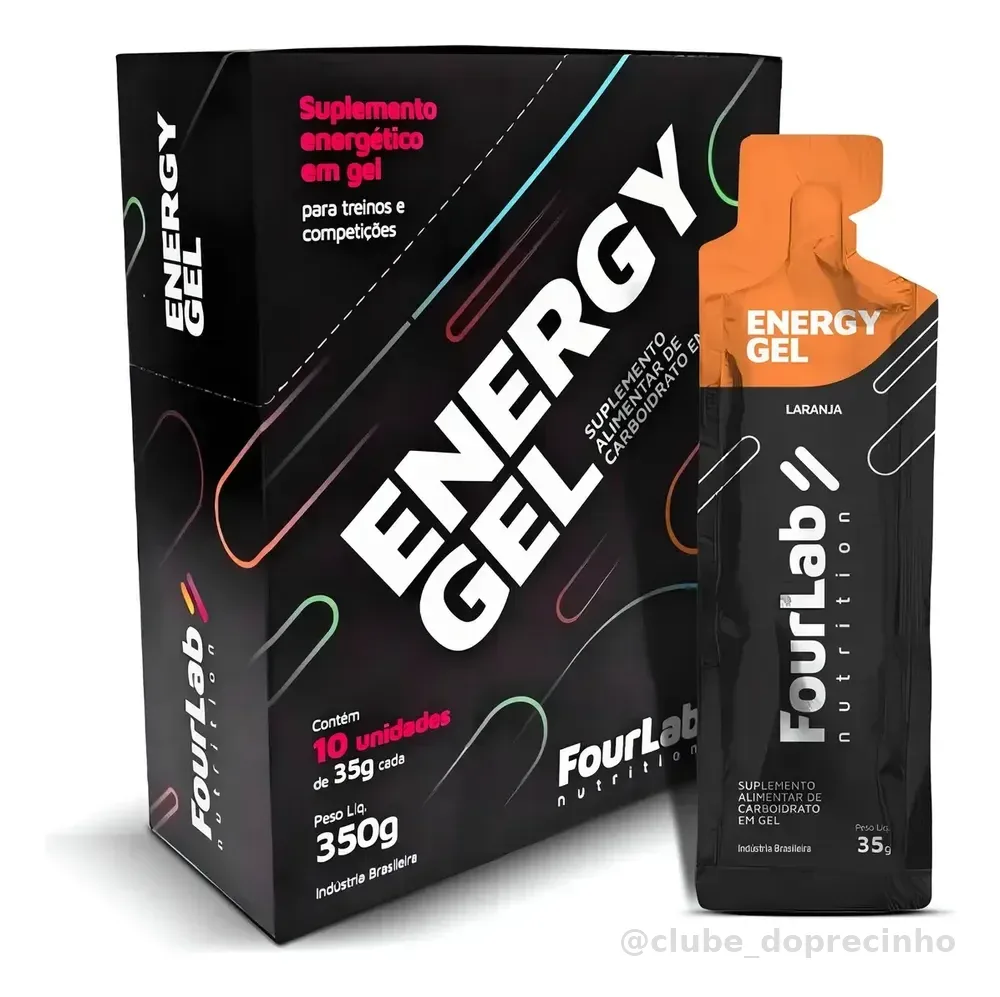 Gel De Carboidrato Energy Gel Caixa 10 Sachês - Fourlab Sabor Laranja