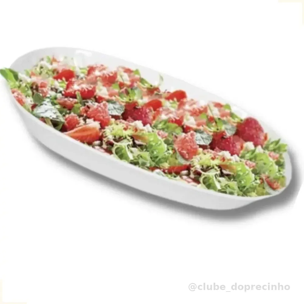 6 Saladeiras Tigelas Travessas Oval Melamine Branca 25 Cm Branco