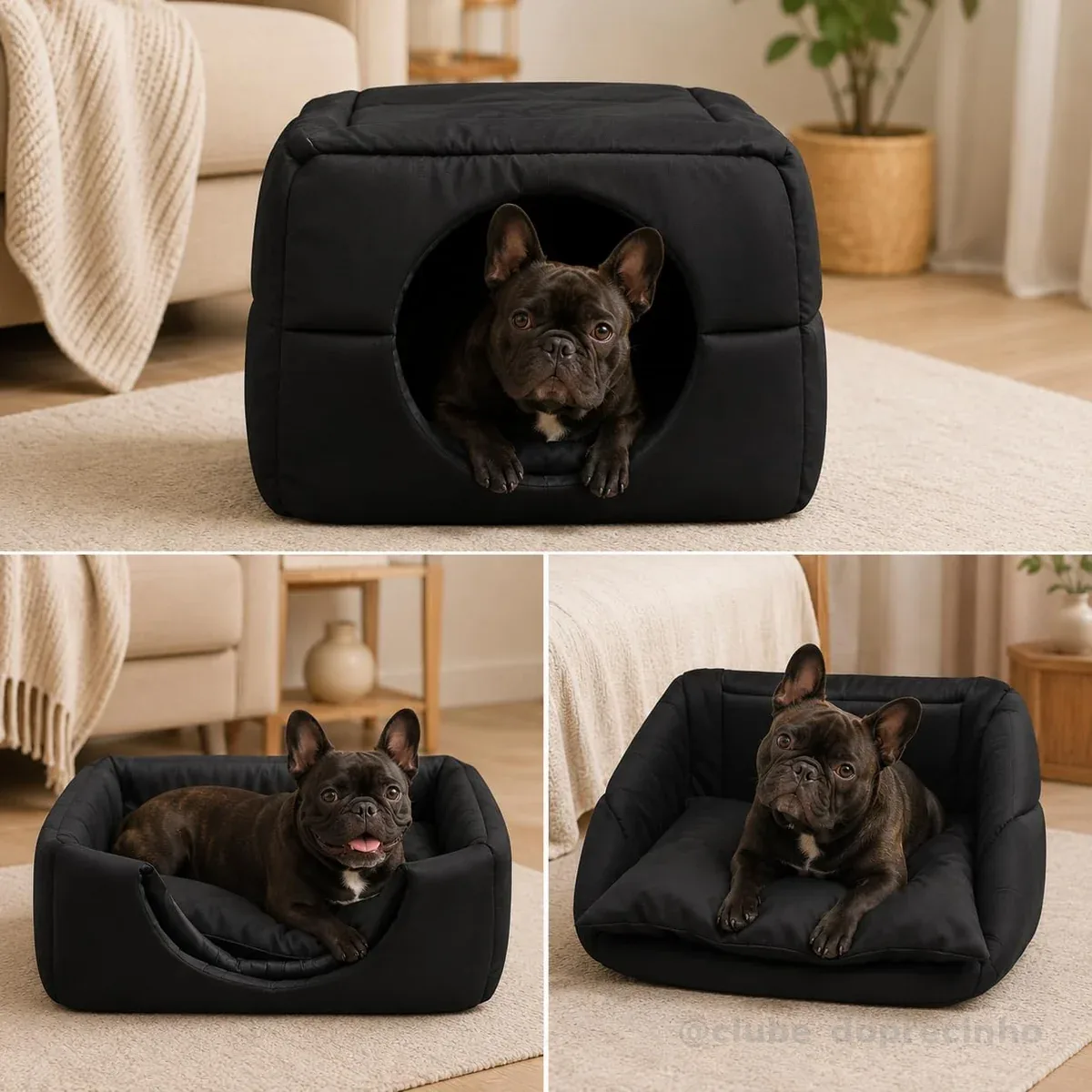 Caminha 3 em 1 Preto para Cães e Gatos Tamanho G Atacadão Pet – Cama, Toca e Sofá