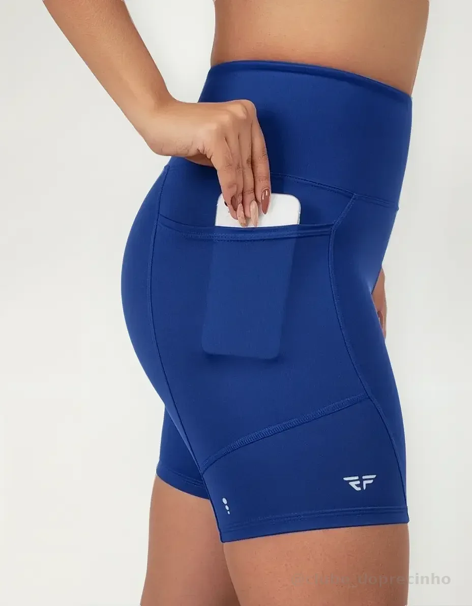 Short Feminino C/ Bolso Compressão Para Caminhada Academia